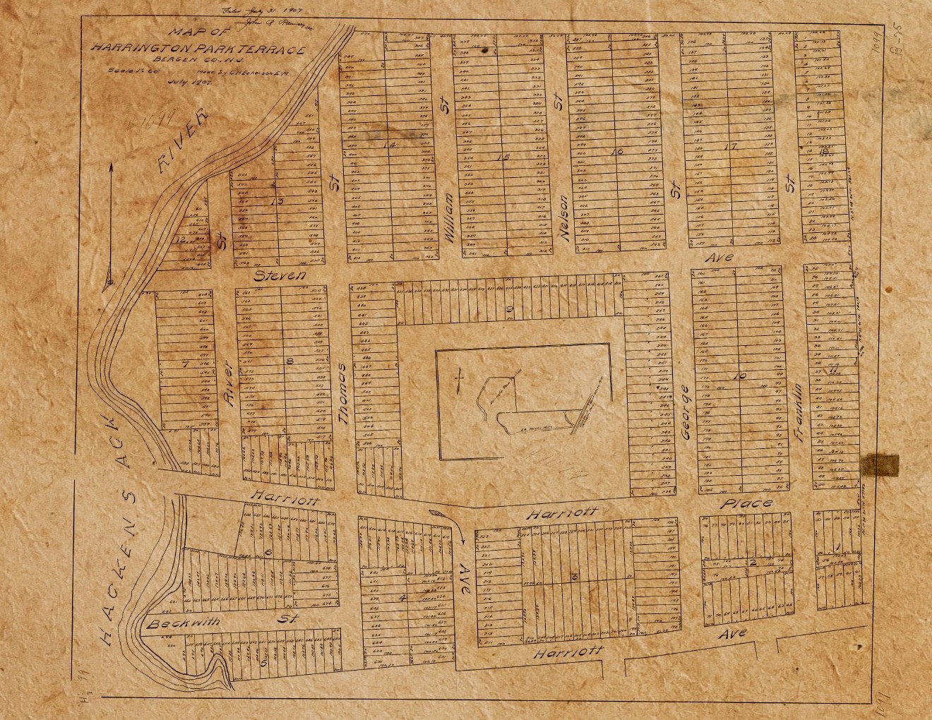 harrington park map steven ave and river st 1907
